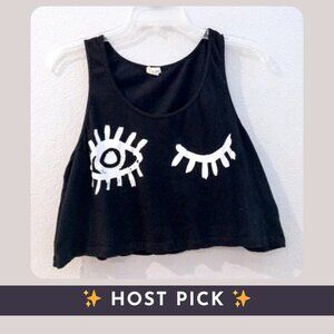 ✨ 5/$25 ✨ Garage ♡ Black Winky Face Crop Top